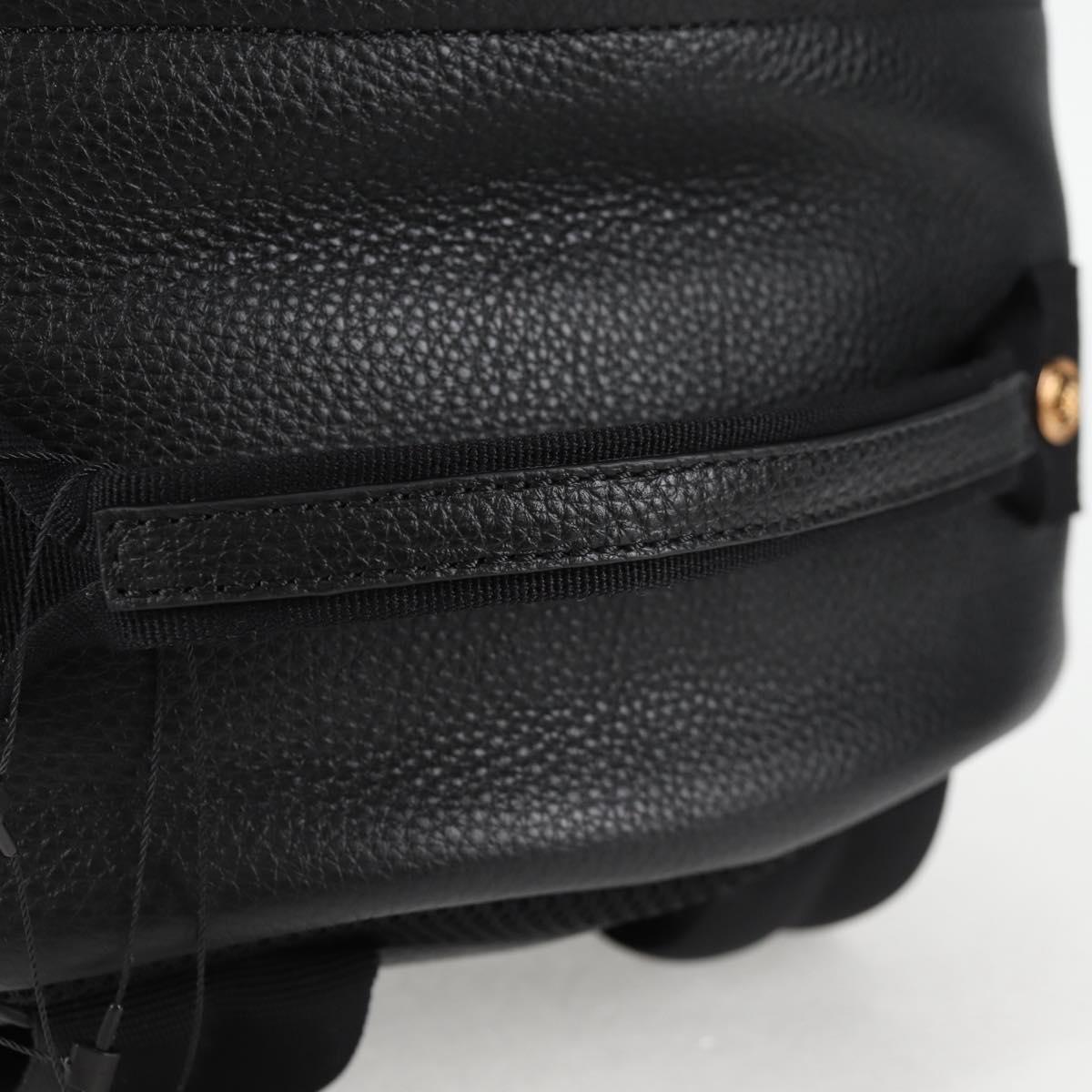 VERSACE Backpack Leather Black Gold Auth 118813M
