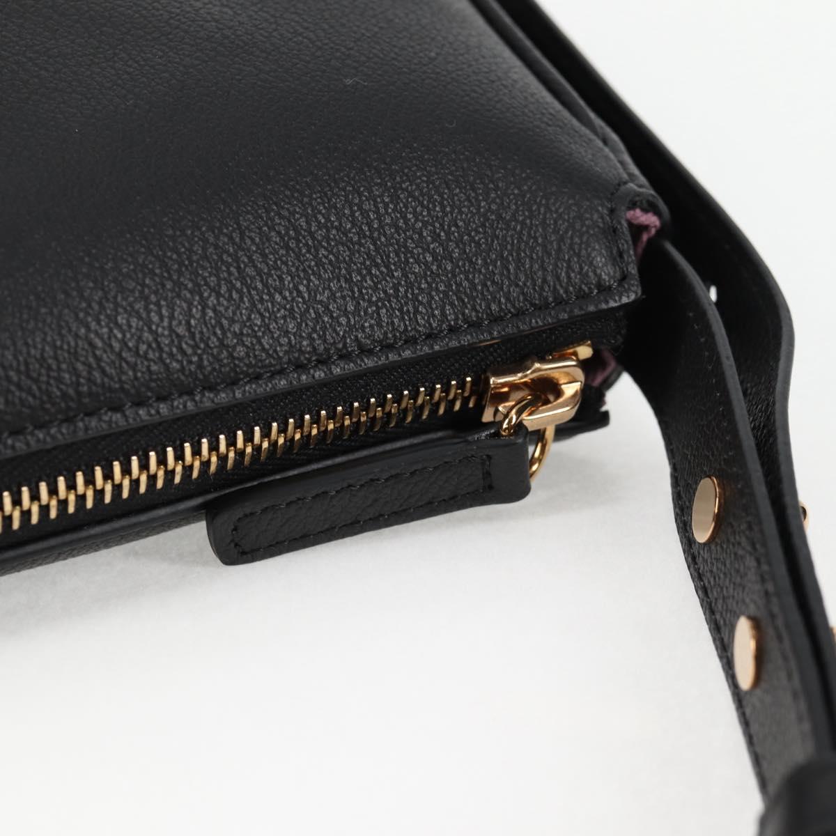 VERSACE Shoulder Bag Leather Black Gold Auth 118819V