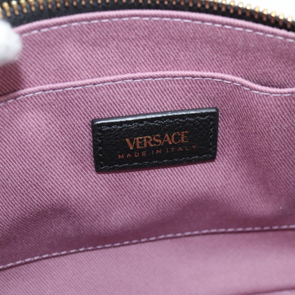 VERSACE Shoulder Bag Leather Black Gold Auth 118819V