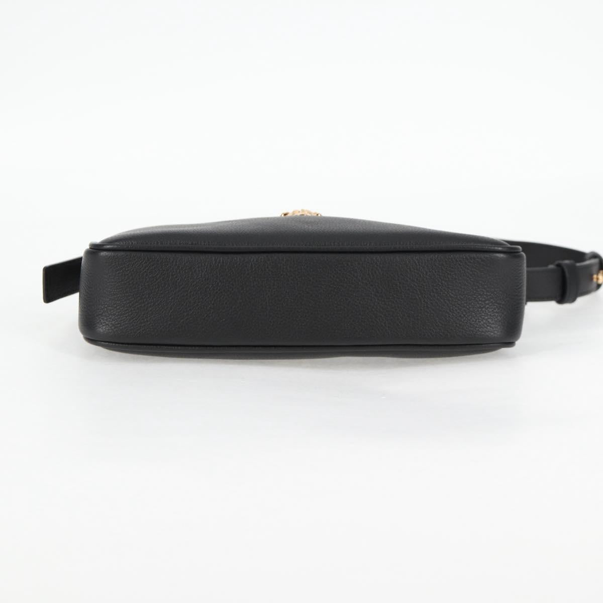 VERSACE Shoulder Bag Leather Black Gold Auth 118819V