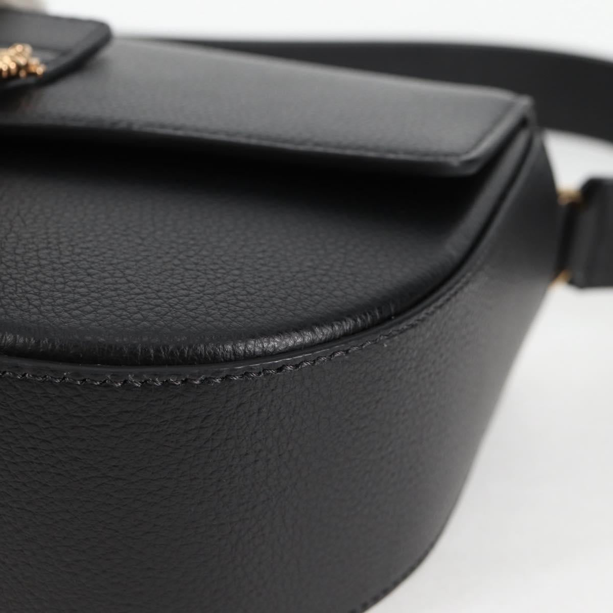 VERSACE Shoulder Bag Leather Black Gold Auth 118821V