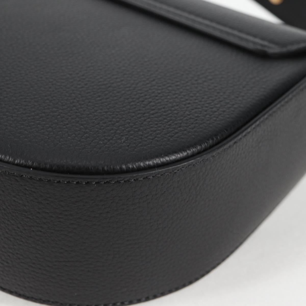 VERSACE Shoulder Bag Leather Black Gold Auth 118821V