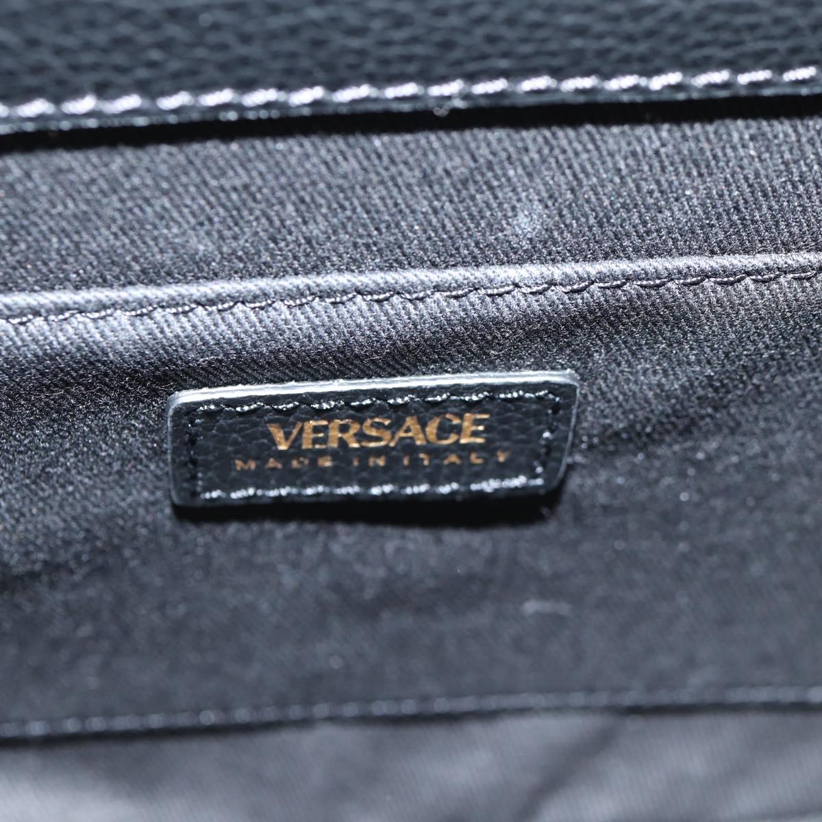 VERSACE Shoulder Bag Leather Black Gold Auth 118821V