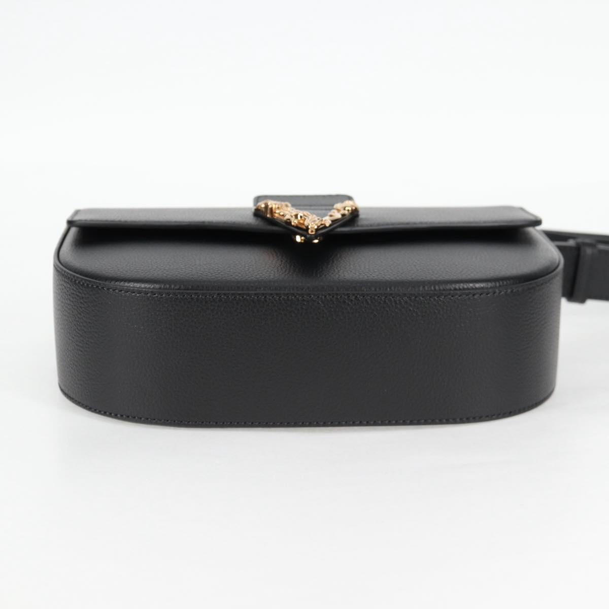 VERSACE Shoulder Bag Leather Black Gold Auth 118821V