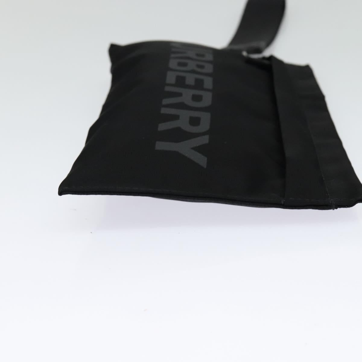 BURBERRY Pouch Nylon Black Silver Auth 118845