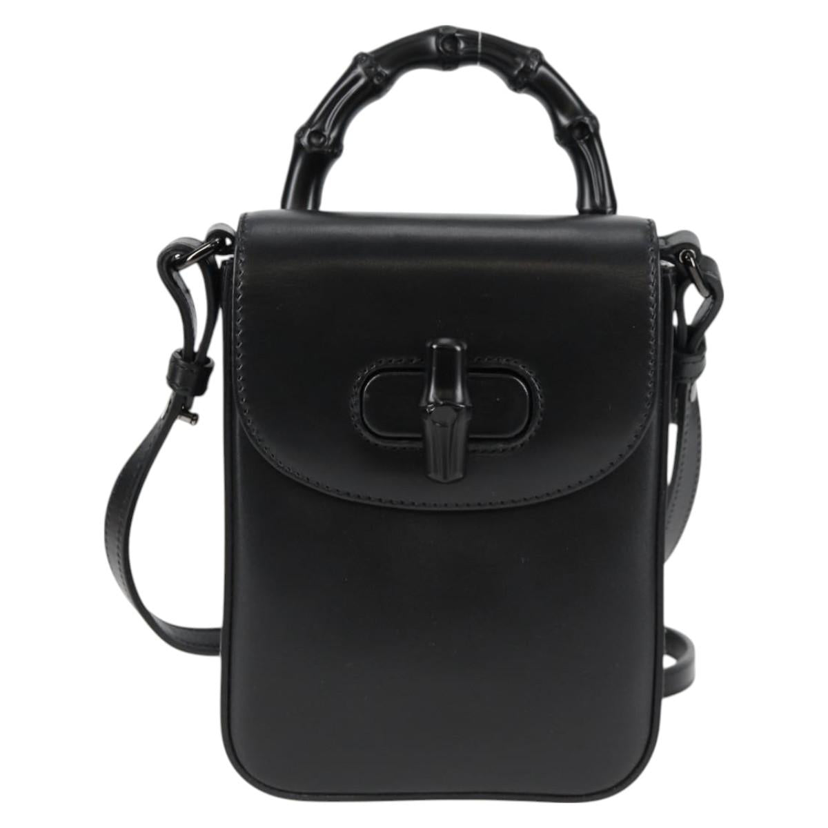 GUCCI Hand Bag Leather 2way Black 702106 Auth 118849M
