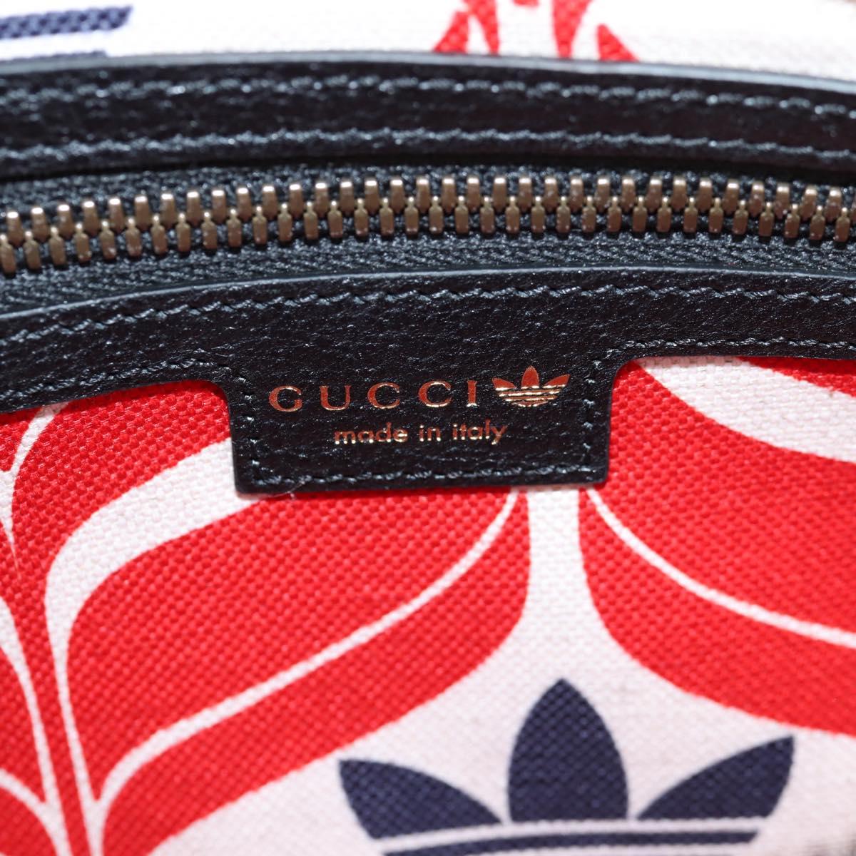 GUCCI Adidas Waist bag Leather Black Gold 722141 Auth 118851M