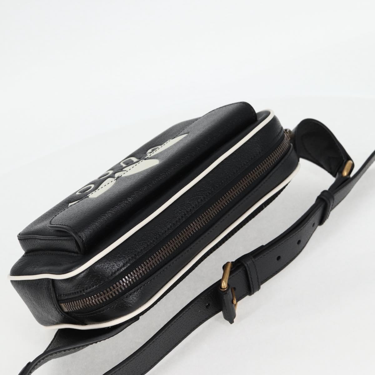 GUCCI Adidas Waist bag Leather Black Gold 722141 Auth 118851M