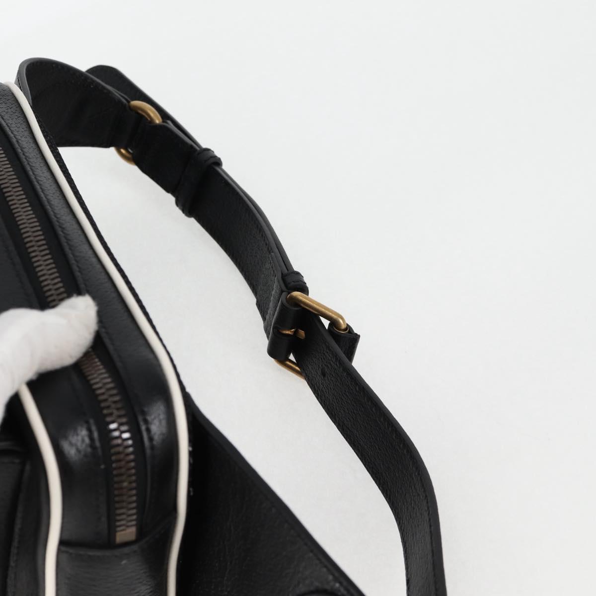 GUCCI Adidas Waist bag Leather Black Gold 722141 Auth 118851M