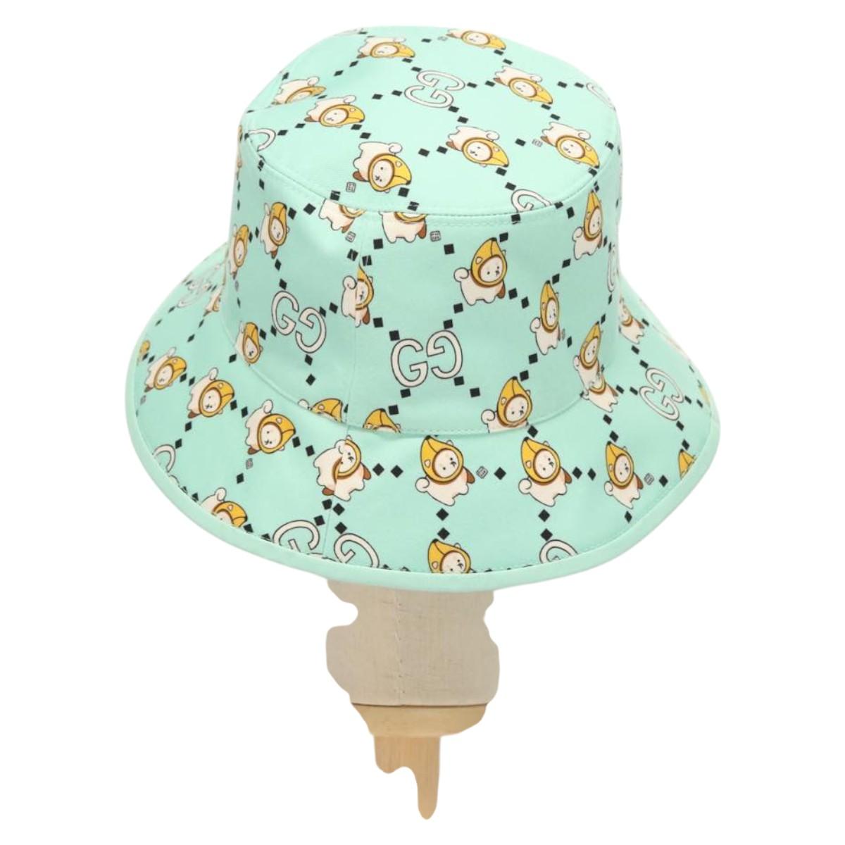 GUCCI Cap Canvas M Light Green 736960 Auth 118855M