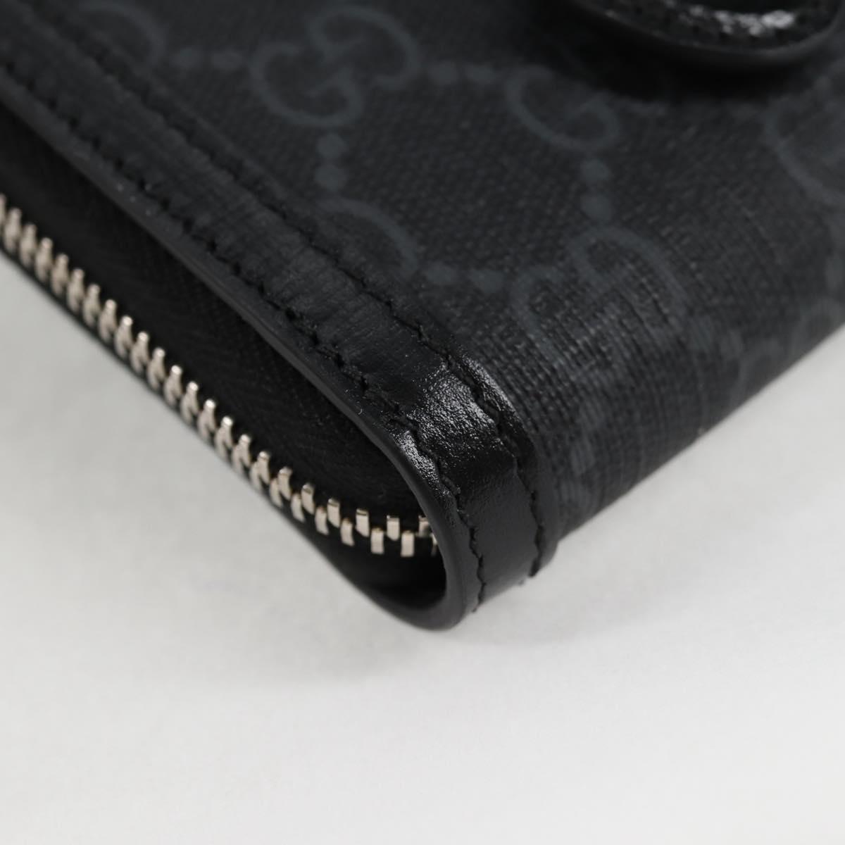 GUCCI GG Supreme Shoulder Bag PVC Black Silver Auth 118863M
