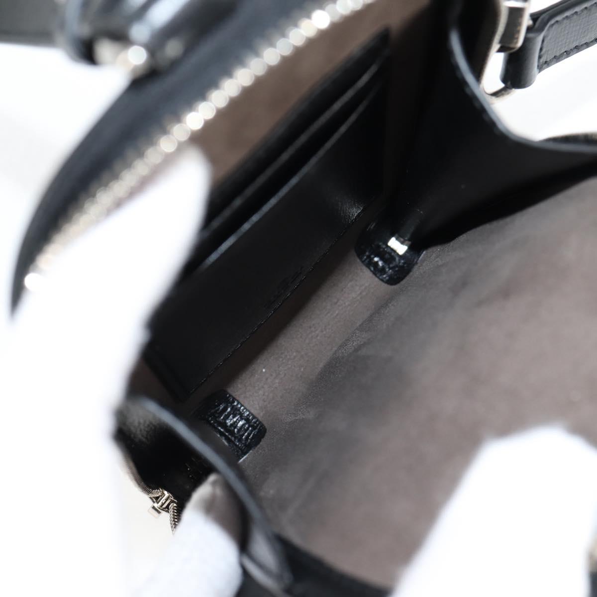 GUCCI GG Supreme Shoulder Bag PVC Black Silver Auth 118863M