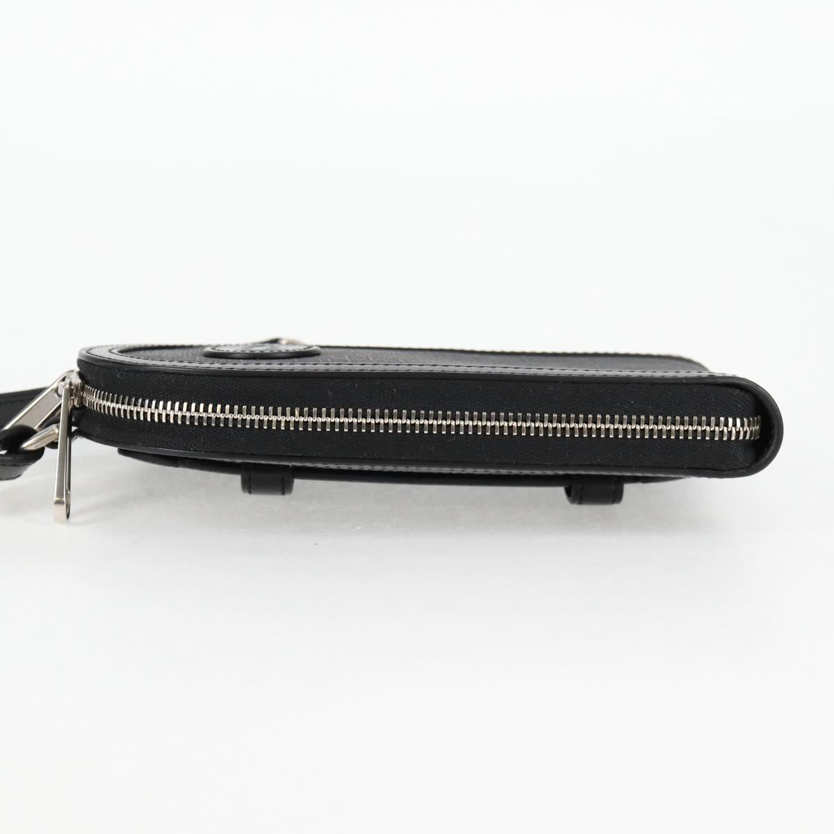 GUCCI GG Supreme Shoulder Bag PVC Black Silver Auth 118863M