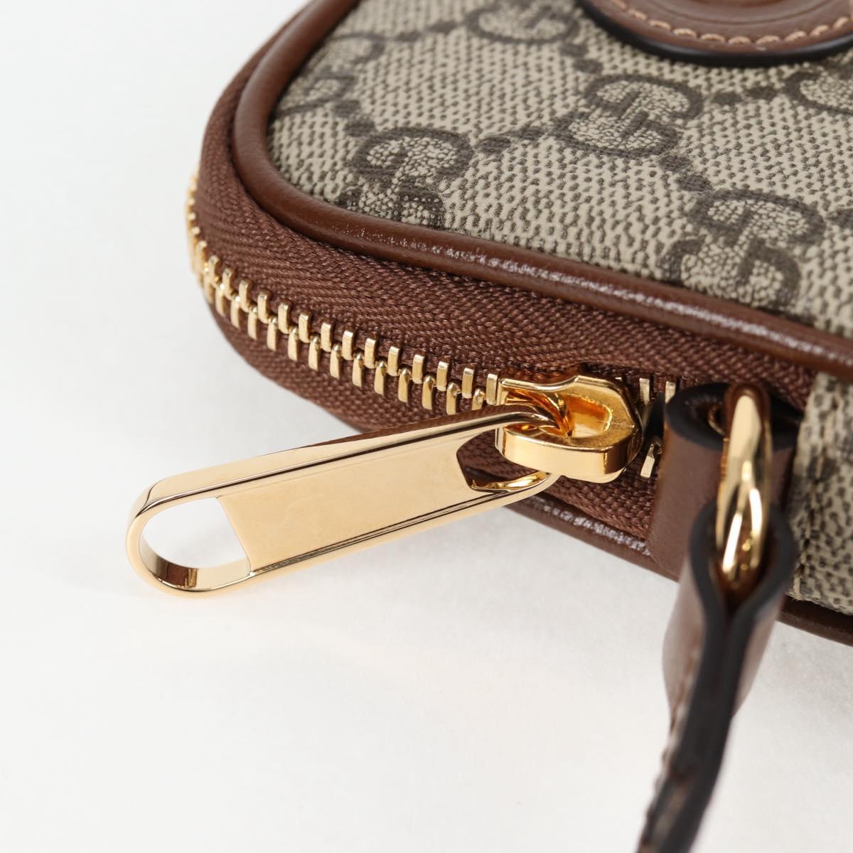GUCCI GG Supreme Shoulder Bag PVC Beige Gold 700959 Auth 118864M