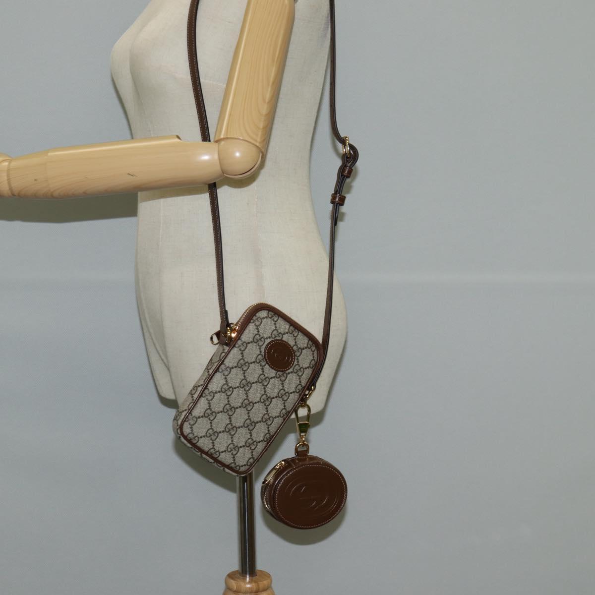 GUCCI GG Supreme Shoulder Bag PVC Beige Gold 700959 Auth 118864M