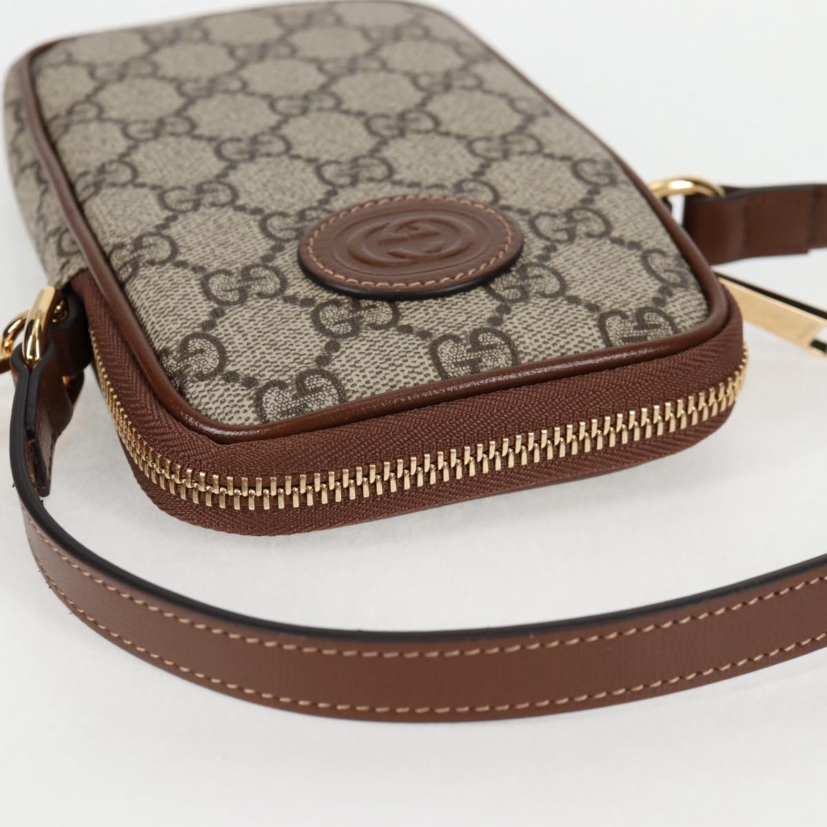 GUCCI GG Supreme Shoulder Bag PVC Beige Gold 700959 Auth 118864M