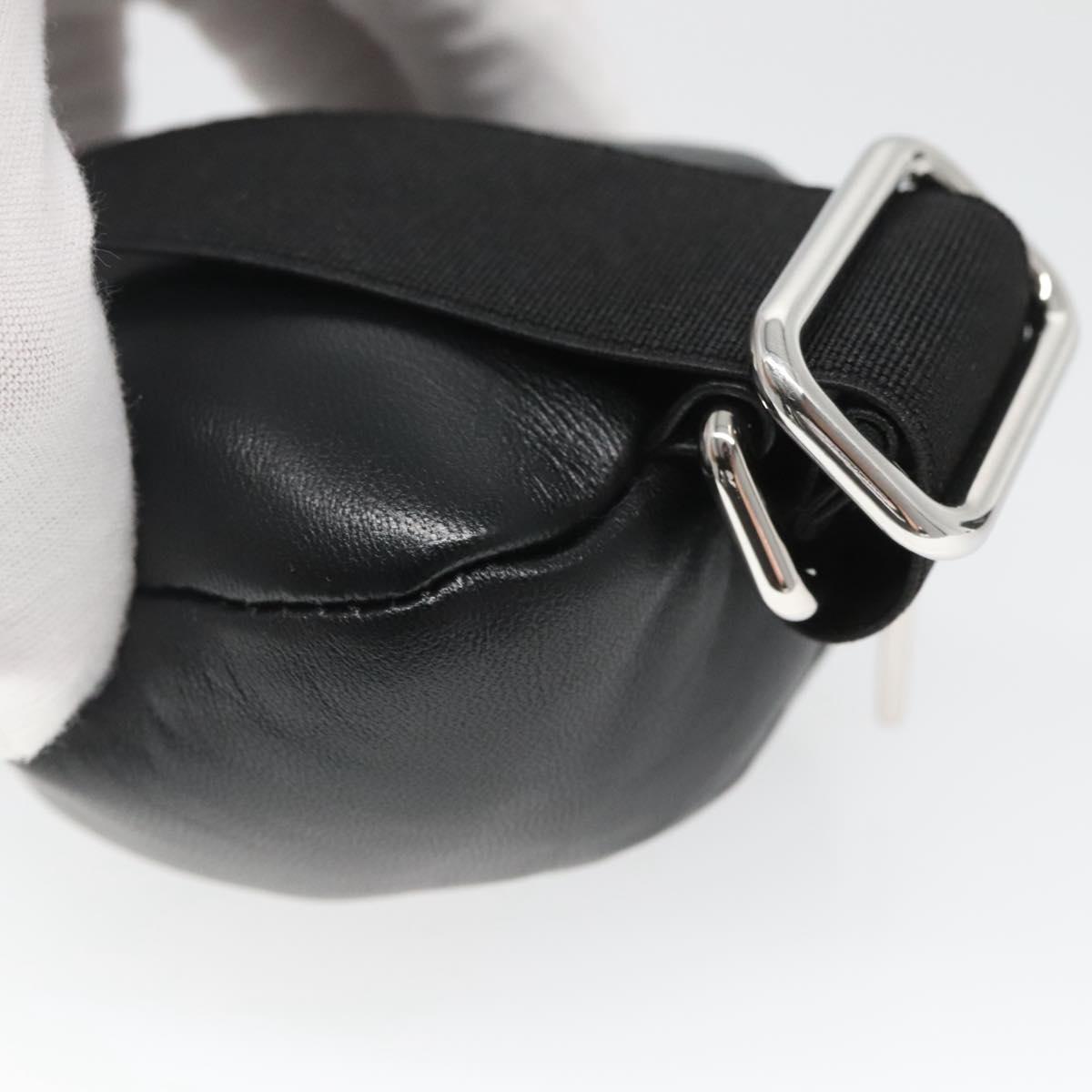 PRADA Pouch Leather Black Silver Auth 118865M