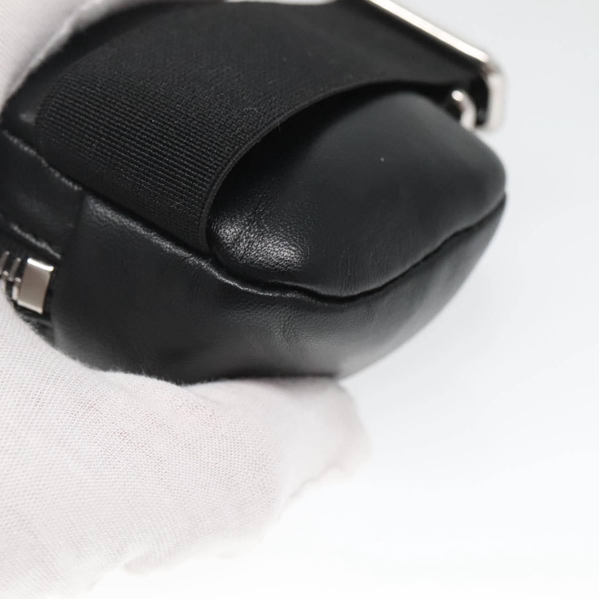 PRADA Pouch Leather Black Silver Auth 118865M
