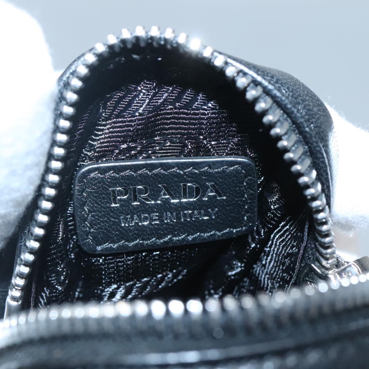 PRADA Pouch Leather Black Silver Auth 118865M