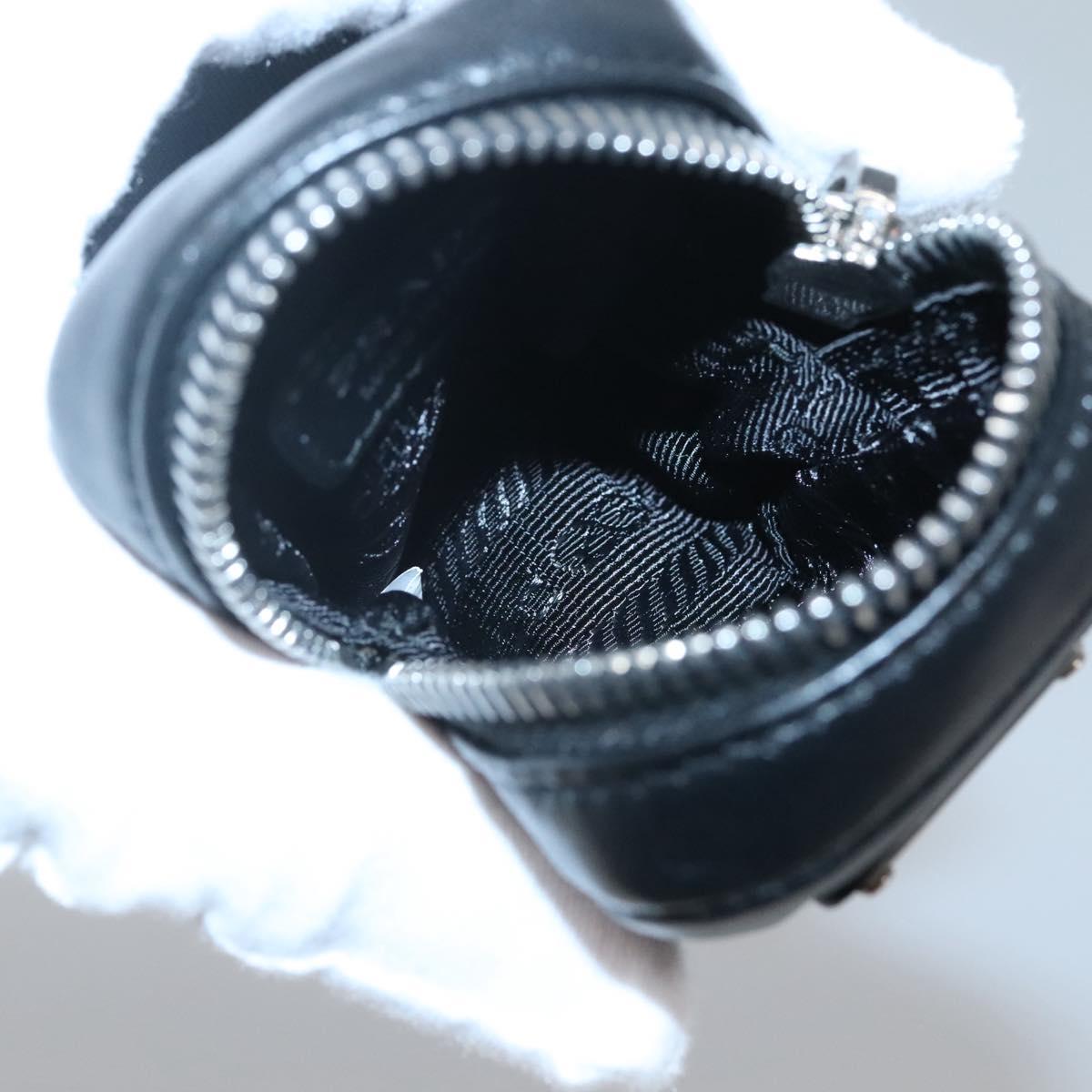 PRADA Pouch Leather Black Silver Auth 118865M