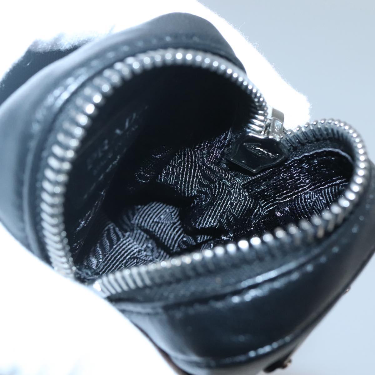 PRADA Pouch Leather Black Silver Auth 118865M