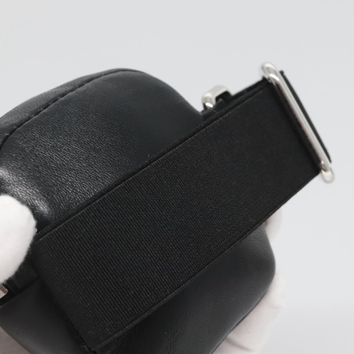 PRADA Pouch Leather Black Silver Auth 118865M