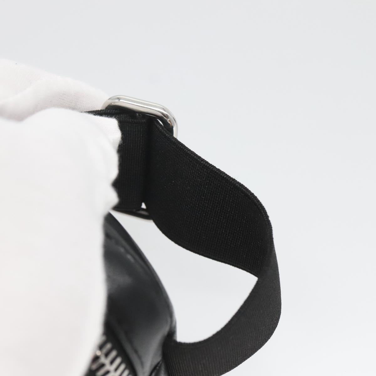 PRADA Pouch Leather Black Silver Auth 118865M