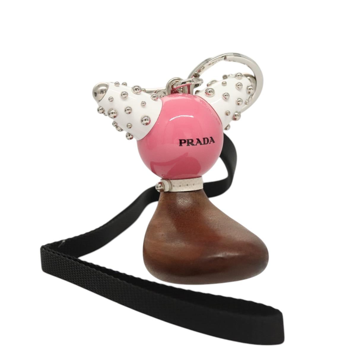 PRADA Key Holder metal Pink Auth 118867M