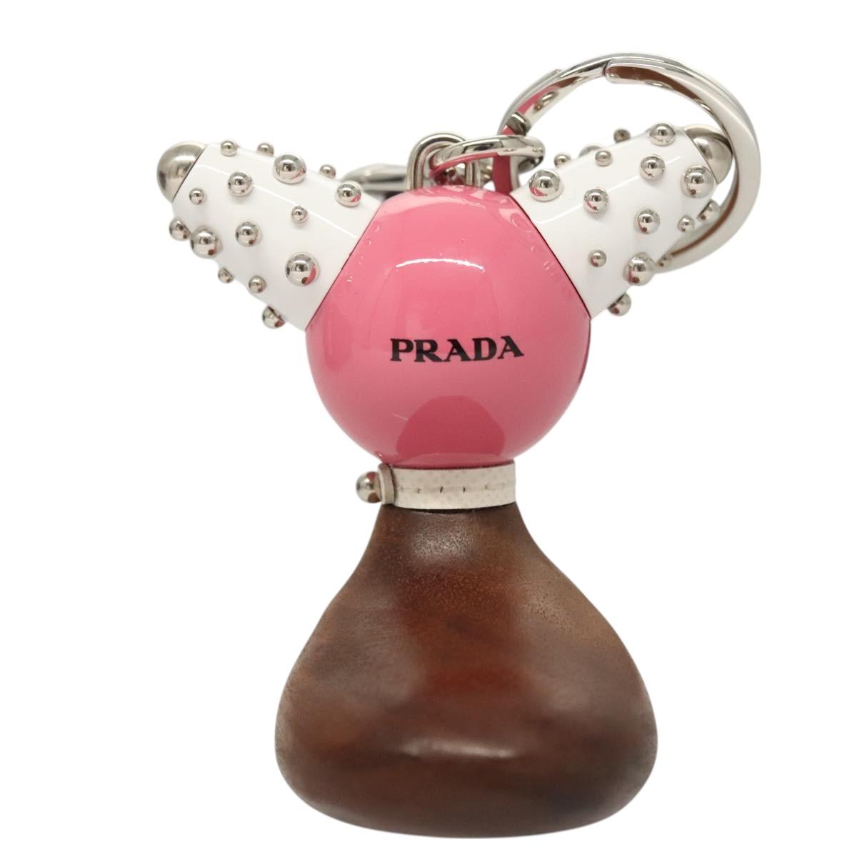 PRADA Key Holder metal Pink Auth 118867M