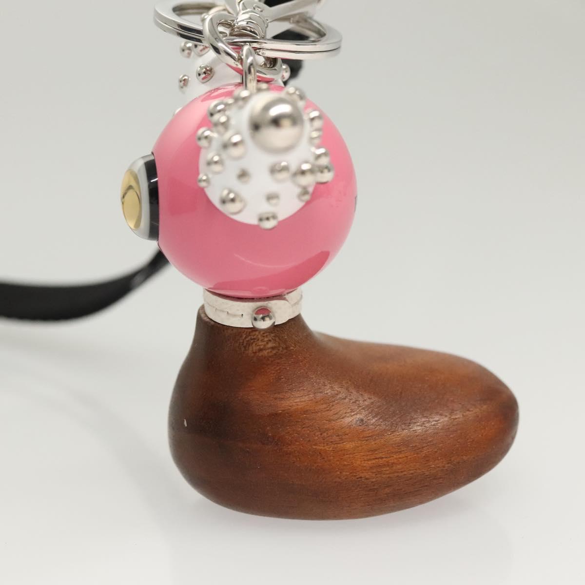 PRADA Key Holder metal Pink Auth 118867M