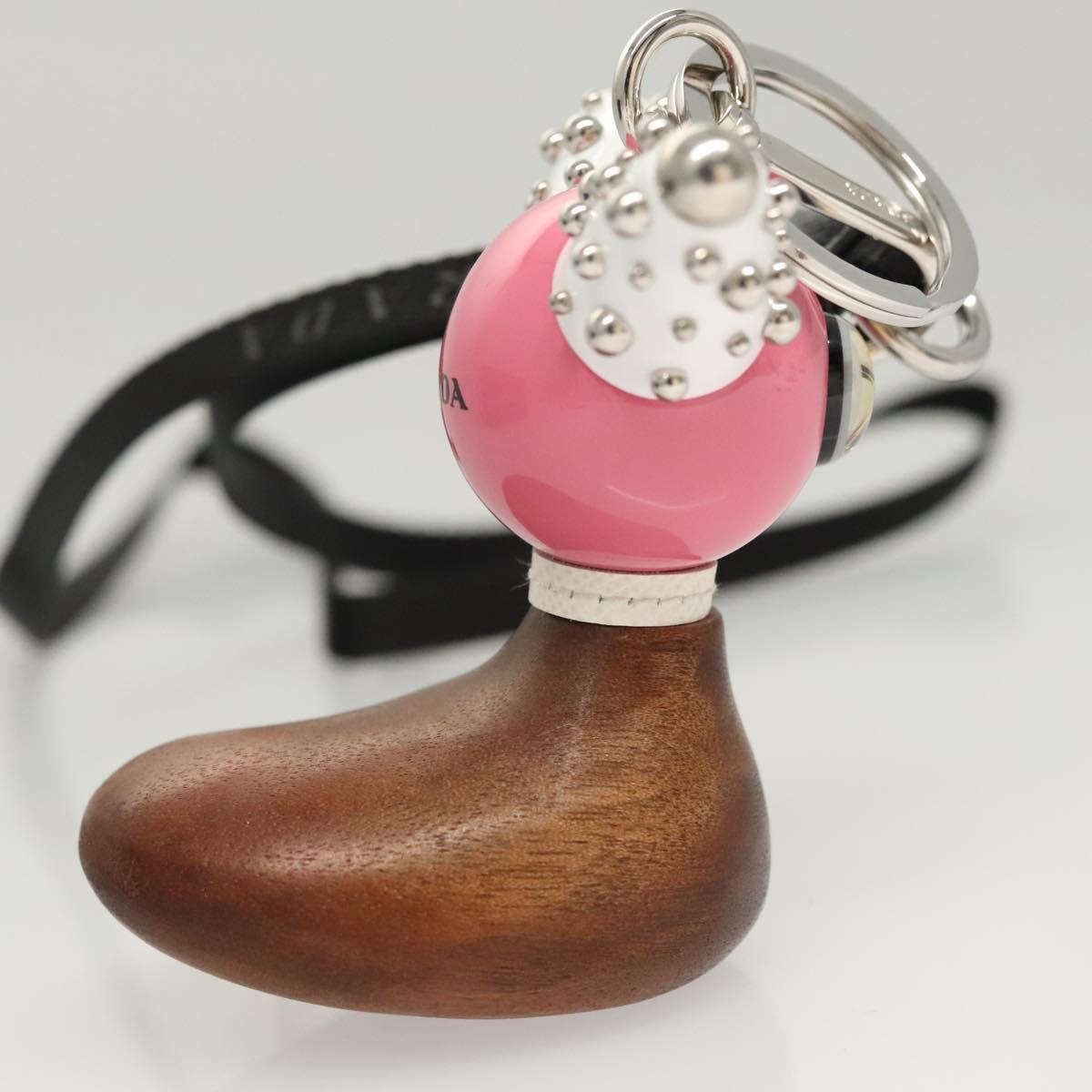 PRADA Key Holder metal Pink Auth 118867M
