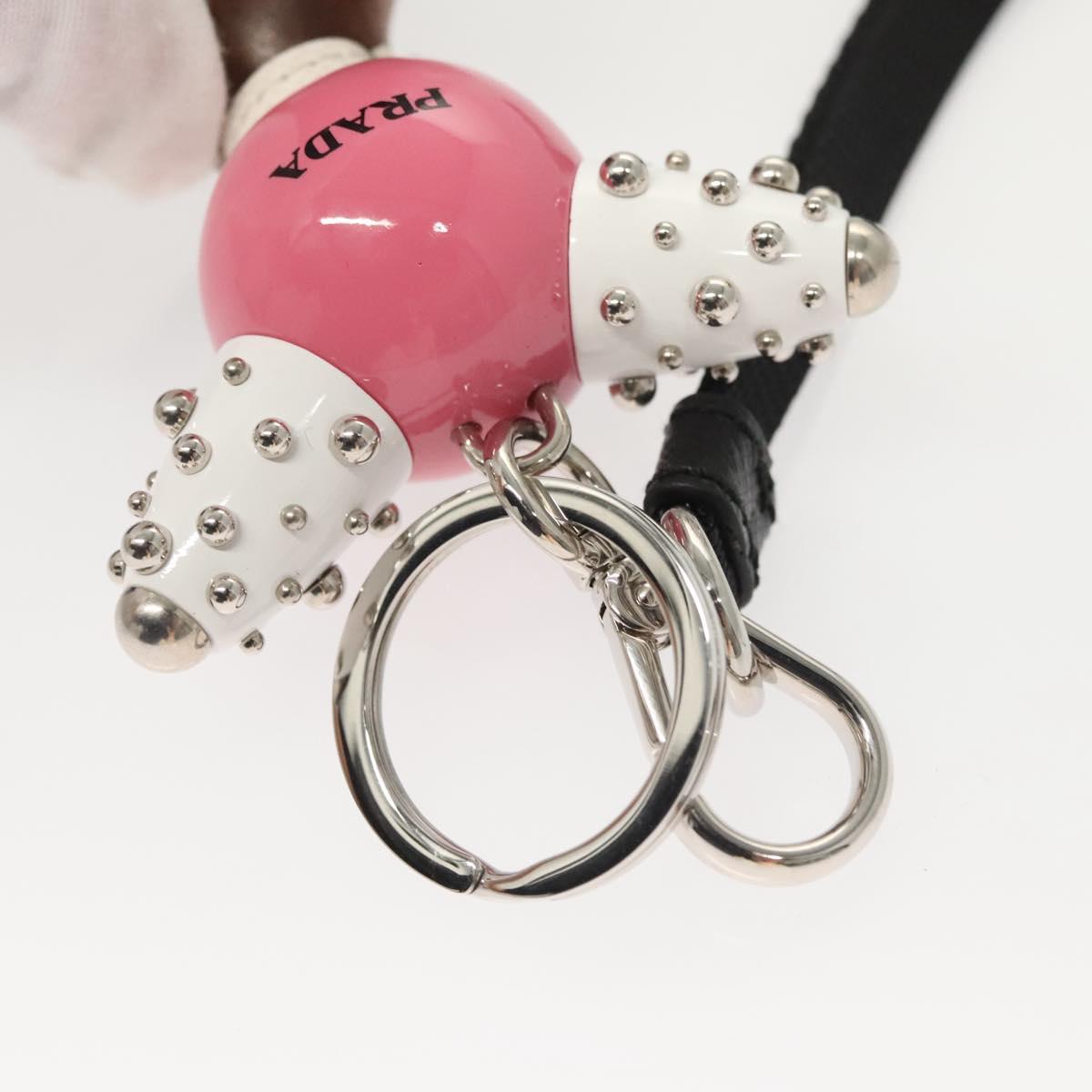 PRADA Key Holder metal Pink Auth 118867M