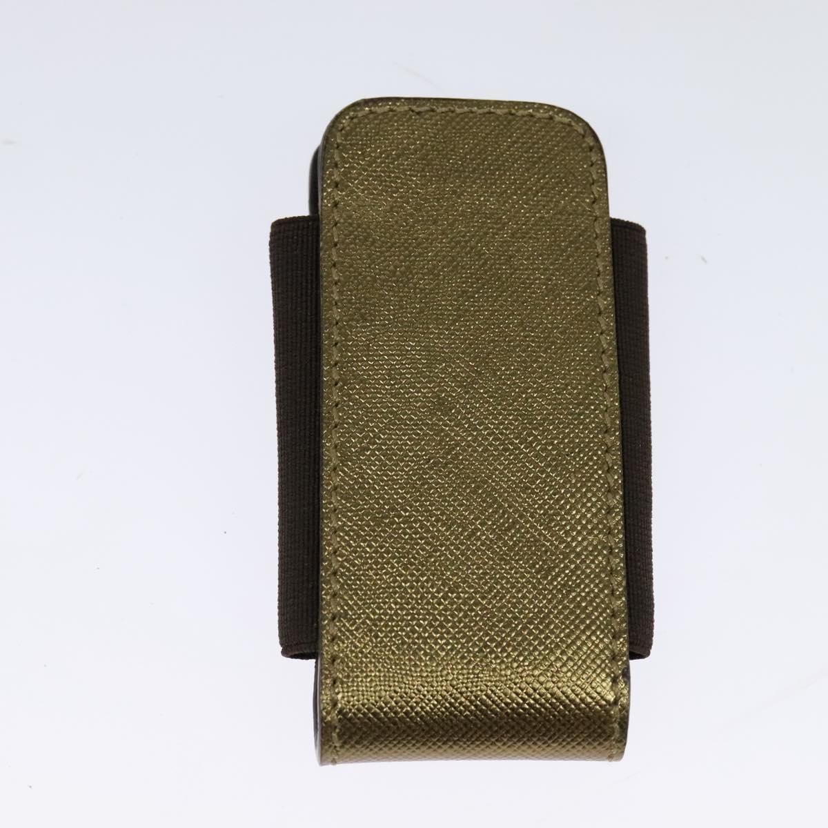 PRADA Pouch Safiano leather 2Set Gold Silver Auth 118868