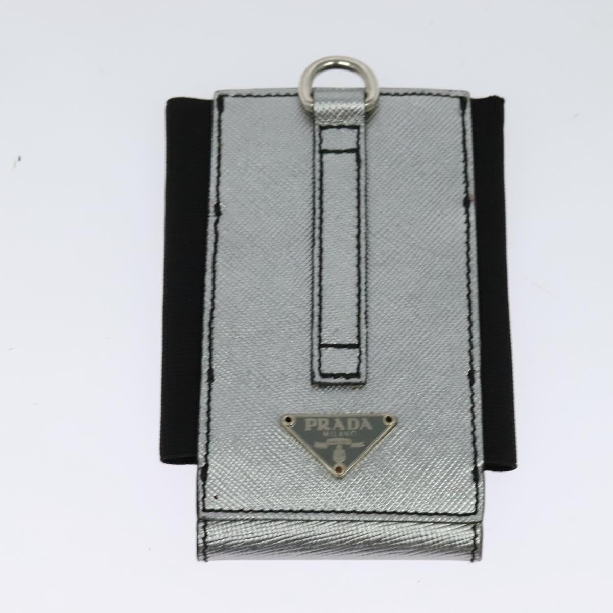 PRADA Pouch Safiano leather 2Set Gold Silver Auth 118868