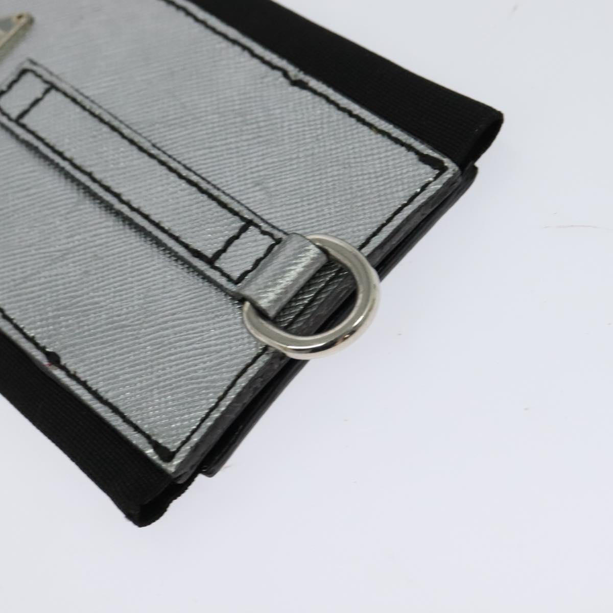 PRADA Pouch Safiano leather 2Set Gold Silver Auth 118868