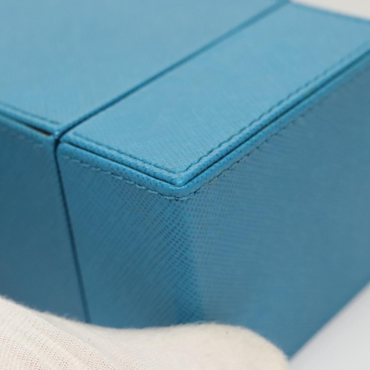 PRADA Cosmetic Pouch Leather Blue Auth 118869M