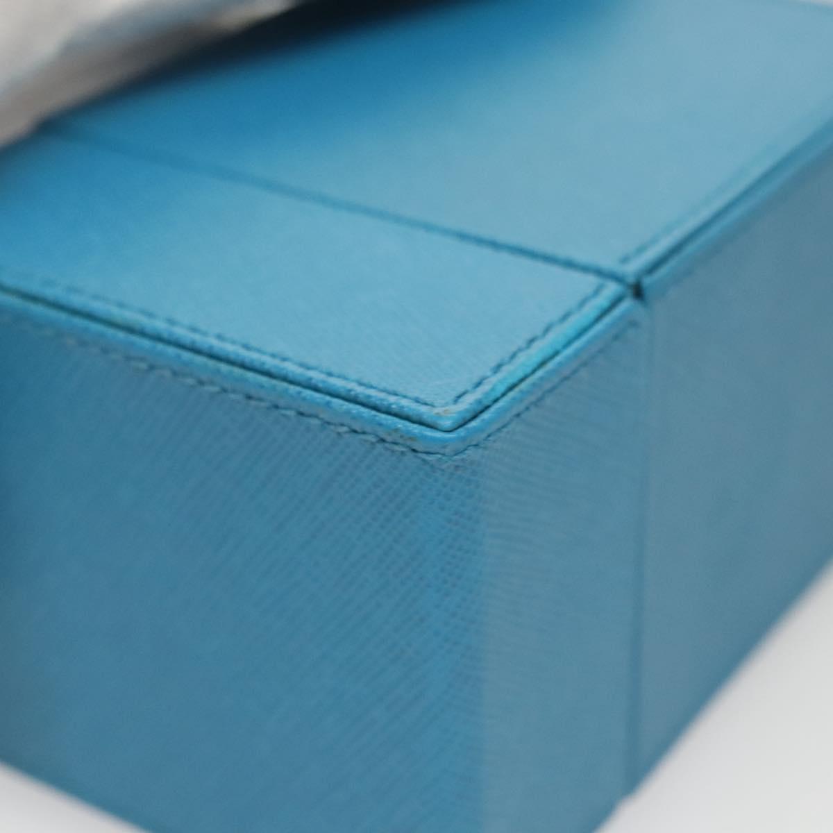 PRADA Cosmetic Pouch Leather Blue Auth 118869M