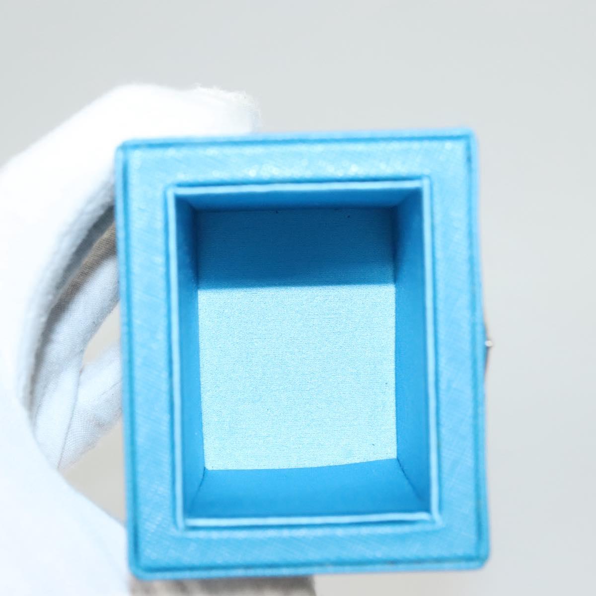 PRADA Cosmetic Pouch Leather Blue Auth 118869M