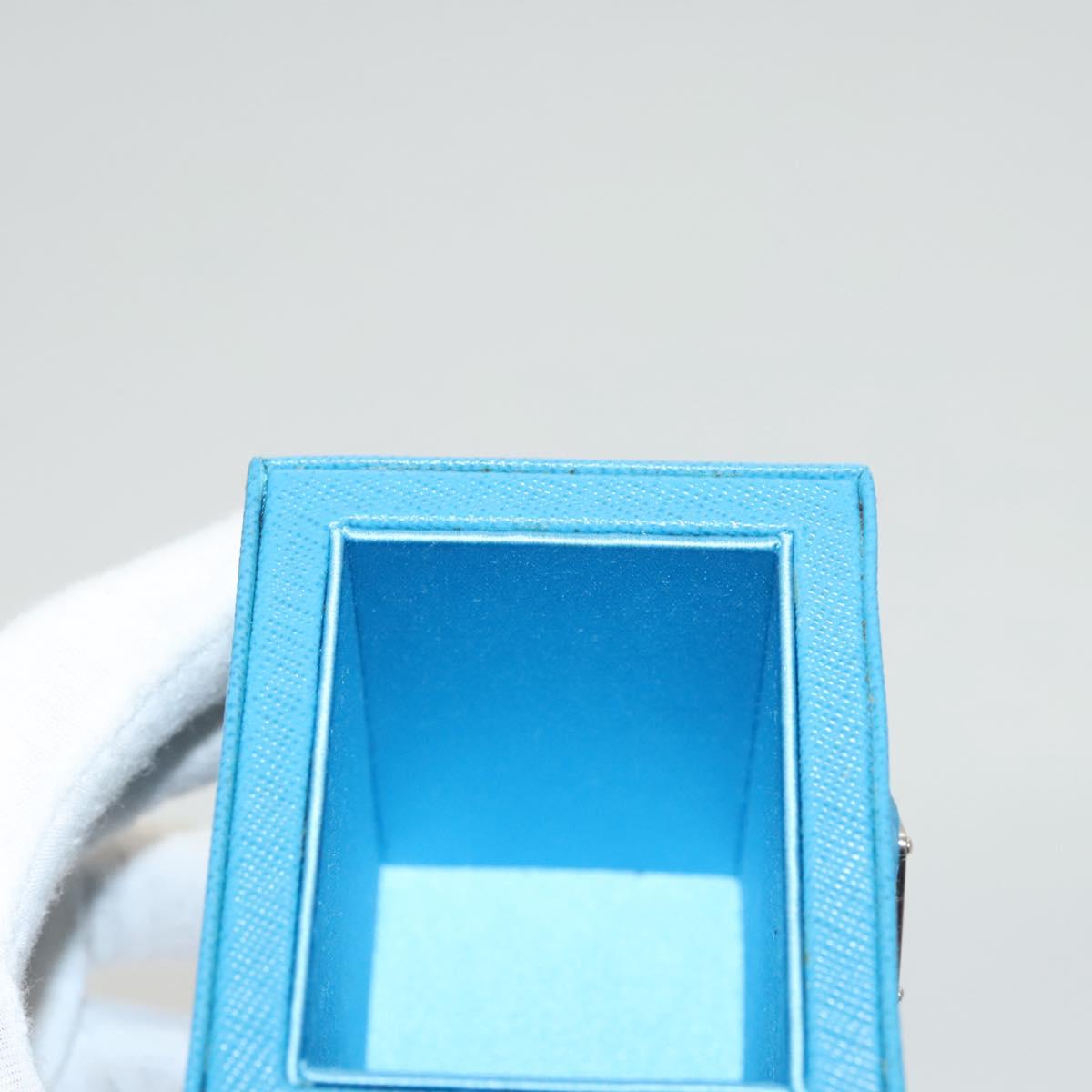 PRADA Cosmetic Pouch Leather Blue Auth 118869M