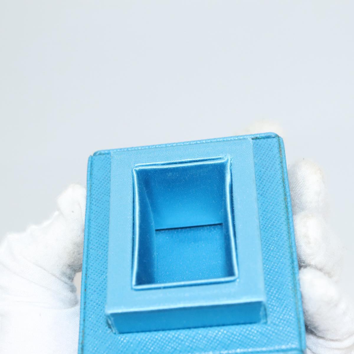 PRADA Cosmetic Pouch Leather Blue Auth 118869M