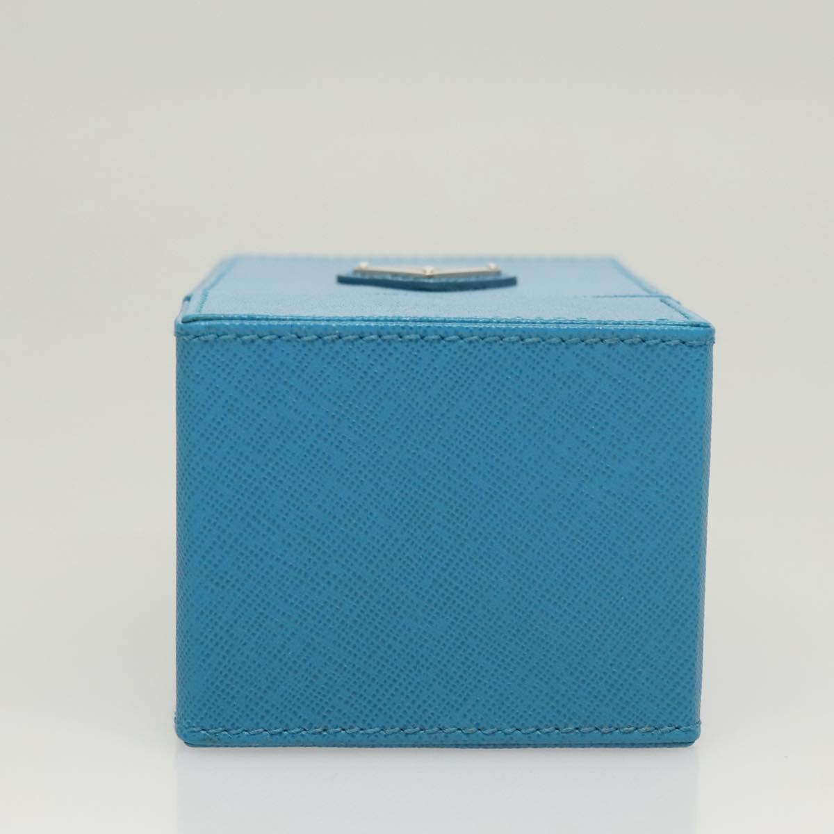 PRADA Cosmetic Pouch Leather Blue Auth 118869M