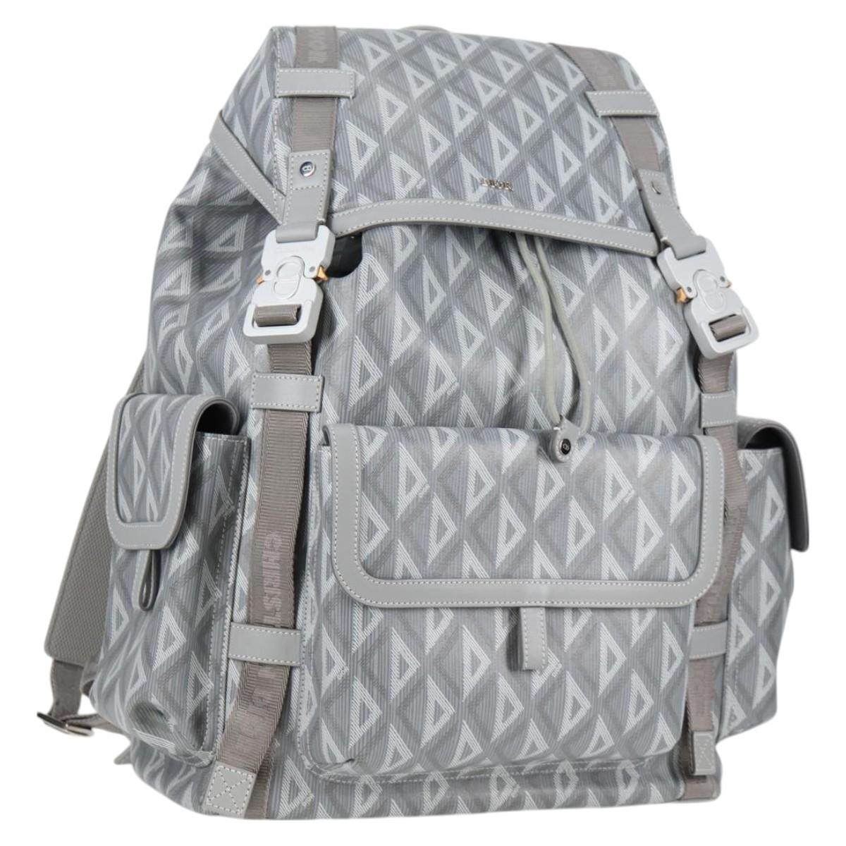 Christian Dior CD Diamond Backpack PVC Gray Auth 118893M