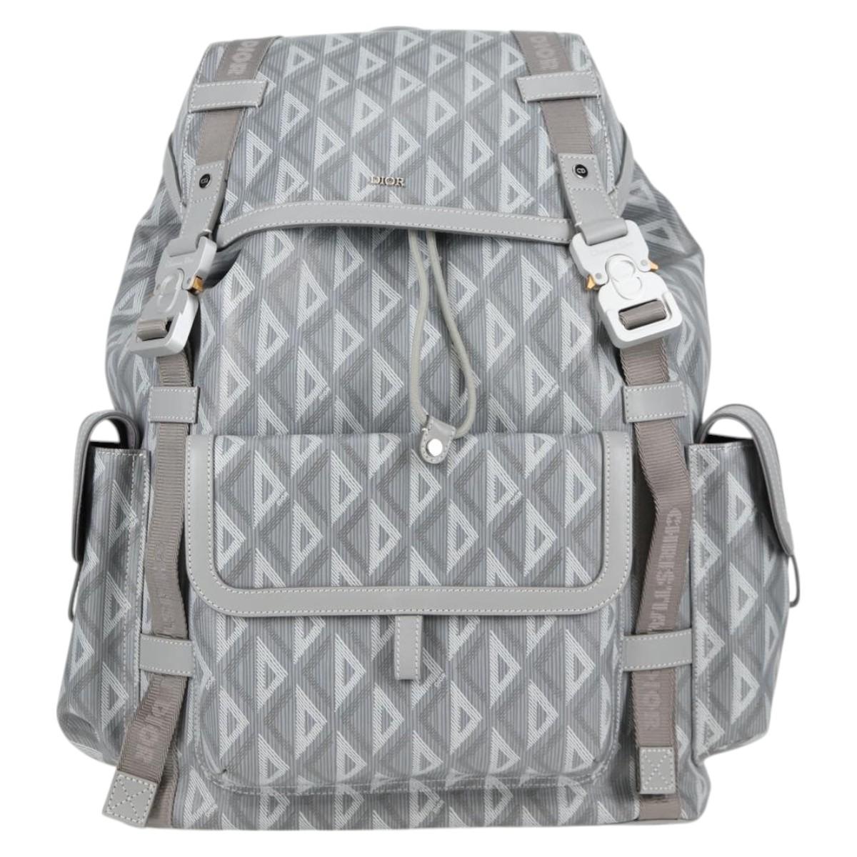Christian Dior CD Diamond Backpack PVC Gray Auth 118893M