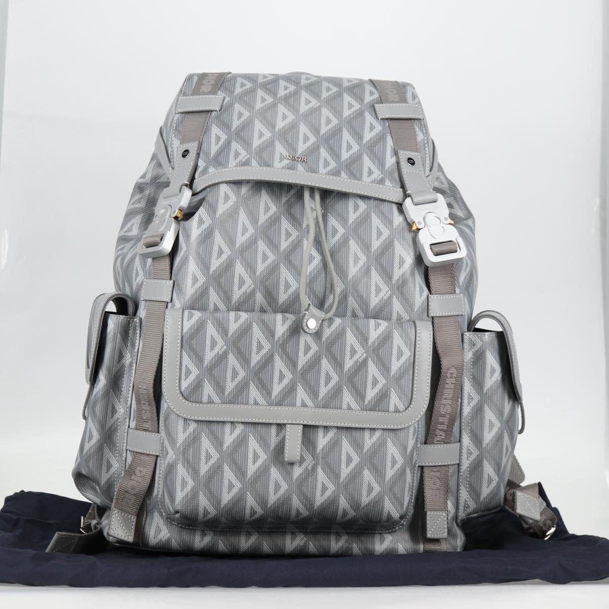 Christian Dior CD Diamond Backpack PVC Gray Auth 118893M