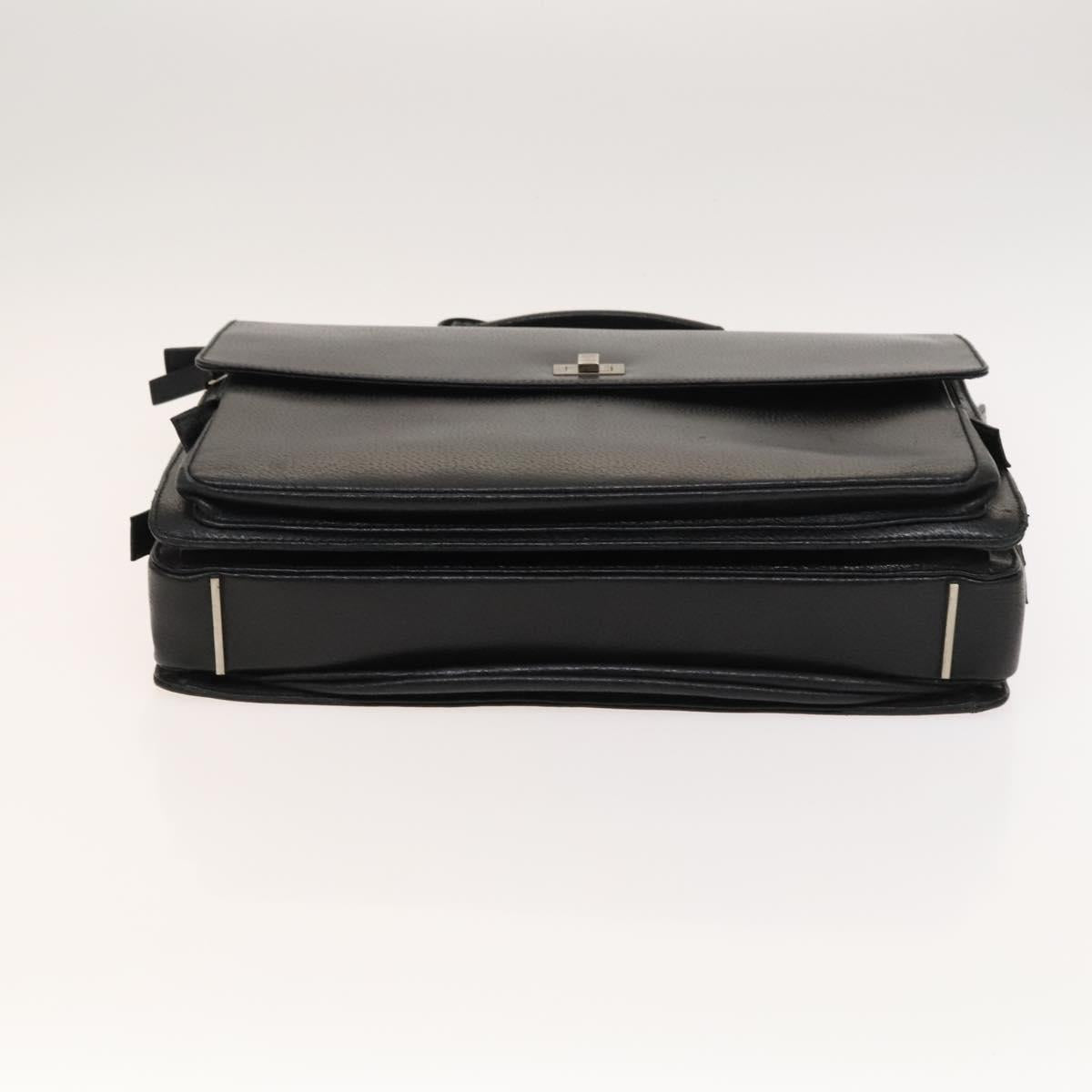 GUCCI Business Bag Leather 2way Black Silver Auth 118896