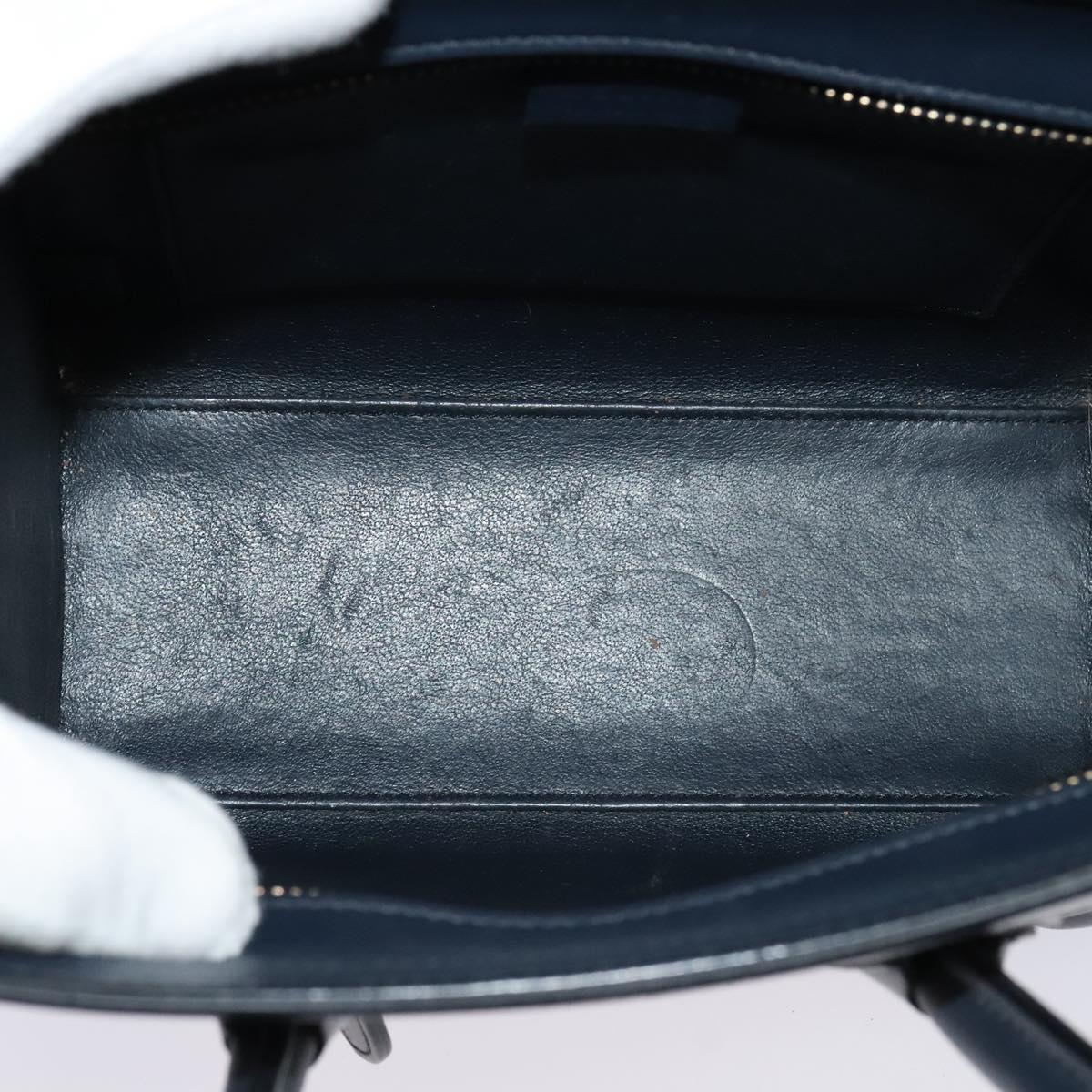 CELINE Luggage Micro Hand Bag Leather 2way Beige Gold Auth 118902