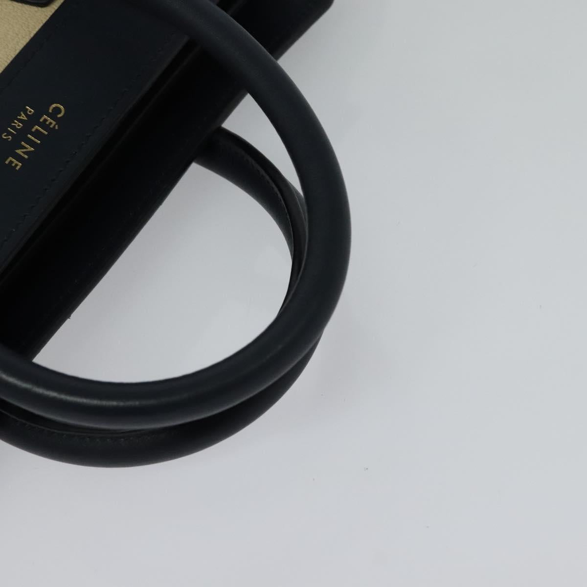 CELINE Luggage Micro Hand Bag Leather 2way Beige Gold Auth 118902