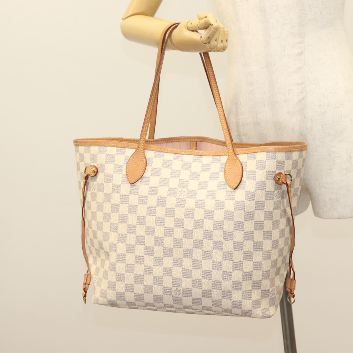 LOUIS VUITTON Damier Azur Neverfull MM Tote Bag N41605 LV Auth 118906