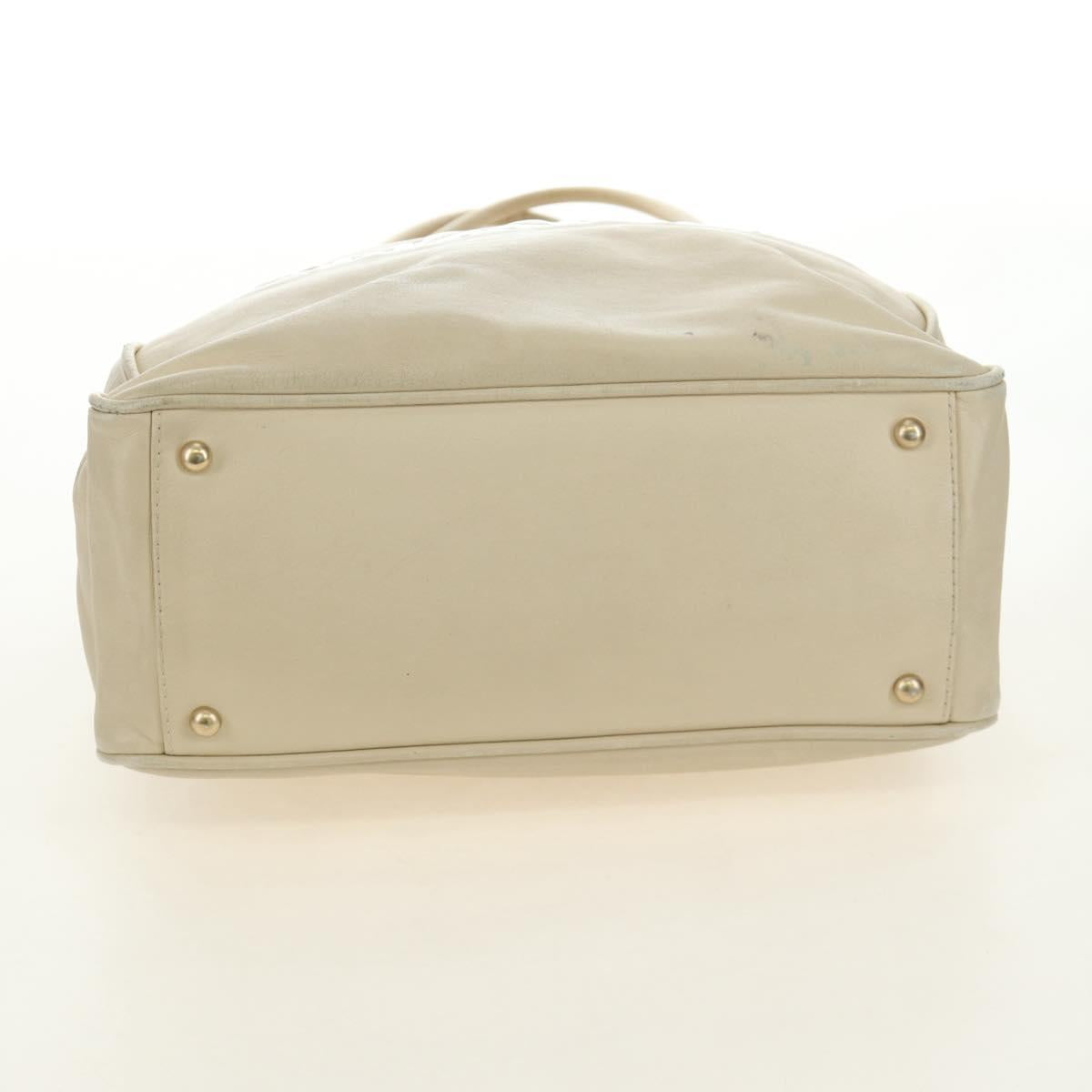 CHANEL Tote Bag Lamb Skin Beige Gold CC Auth 118935V