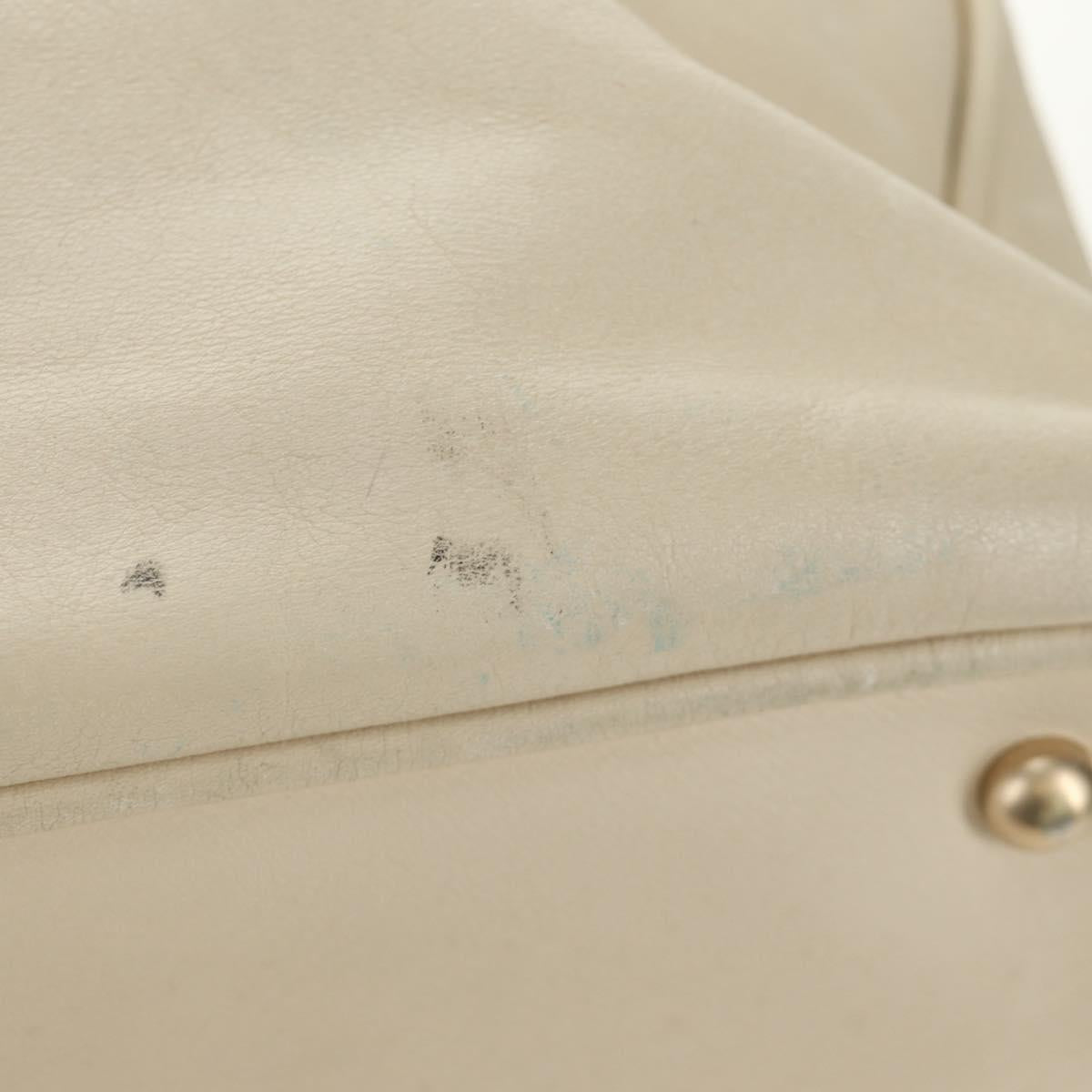 CHANEL Tote Bag Lamb Skin Beige Gold CC Auth 118935V